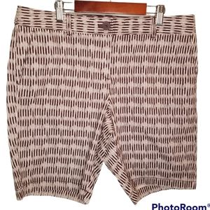 Ann Taylor Loft Brown and White Print Bermuda Shorts - Size 10